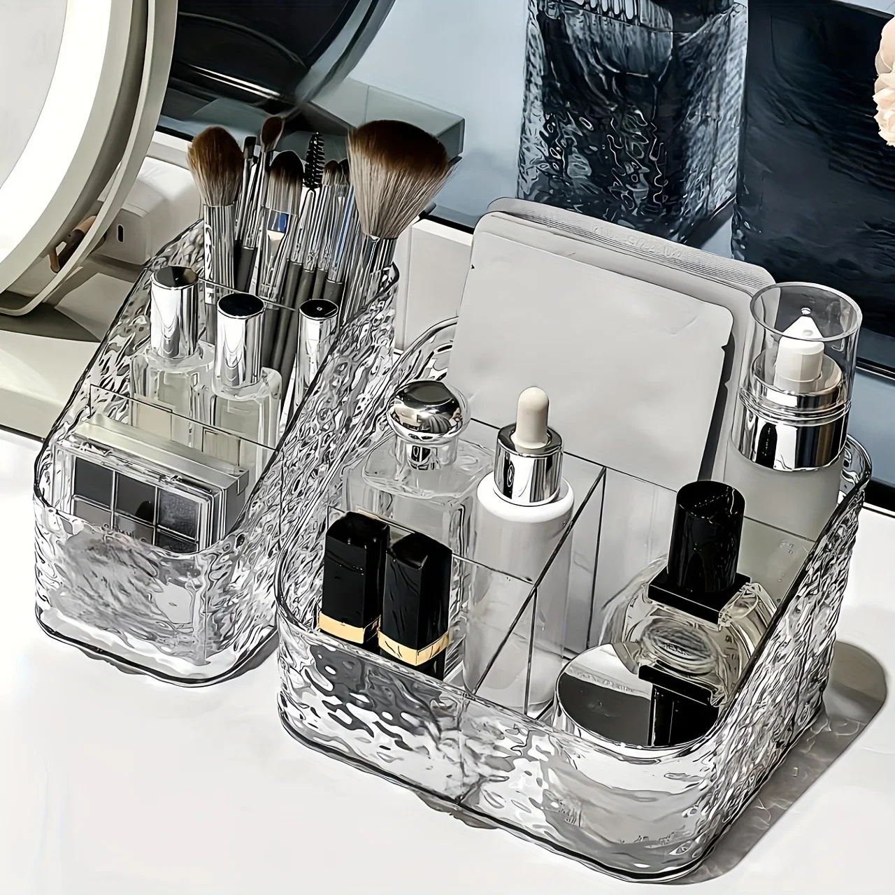 A set of transparent cosmetic storage box, plastic cosmetic storage box, cosmetic table, lipstick ice frame, skin care products, - Image 2